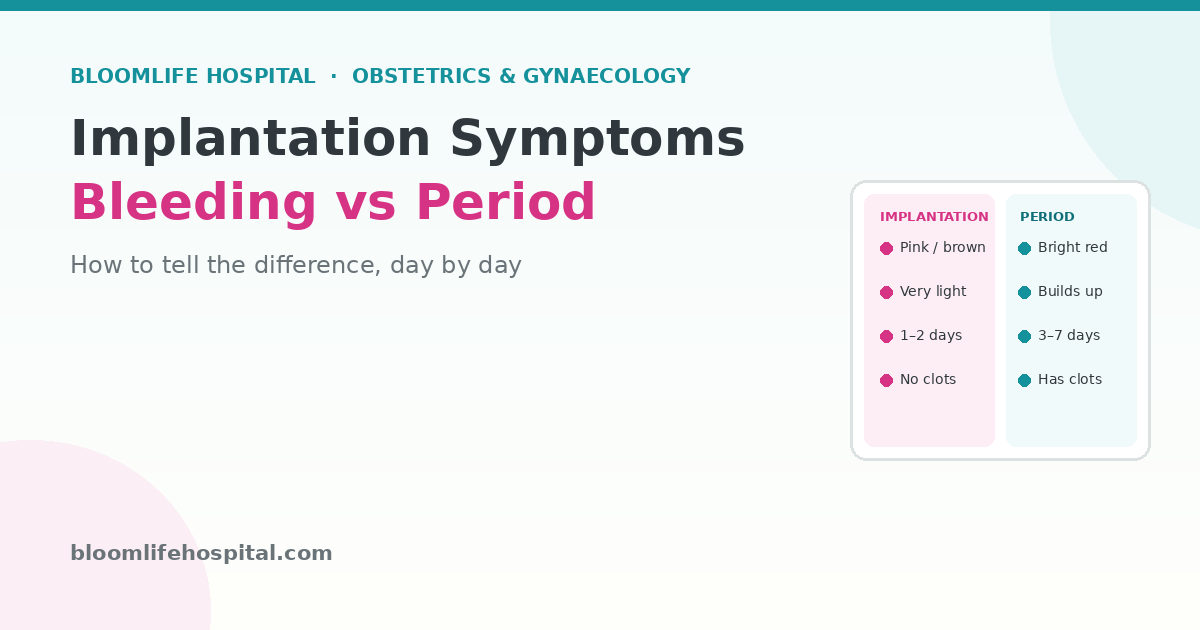 Implantation bleeding vs period comparison — how to tell the difference, BloomLife Hospital Chennai